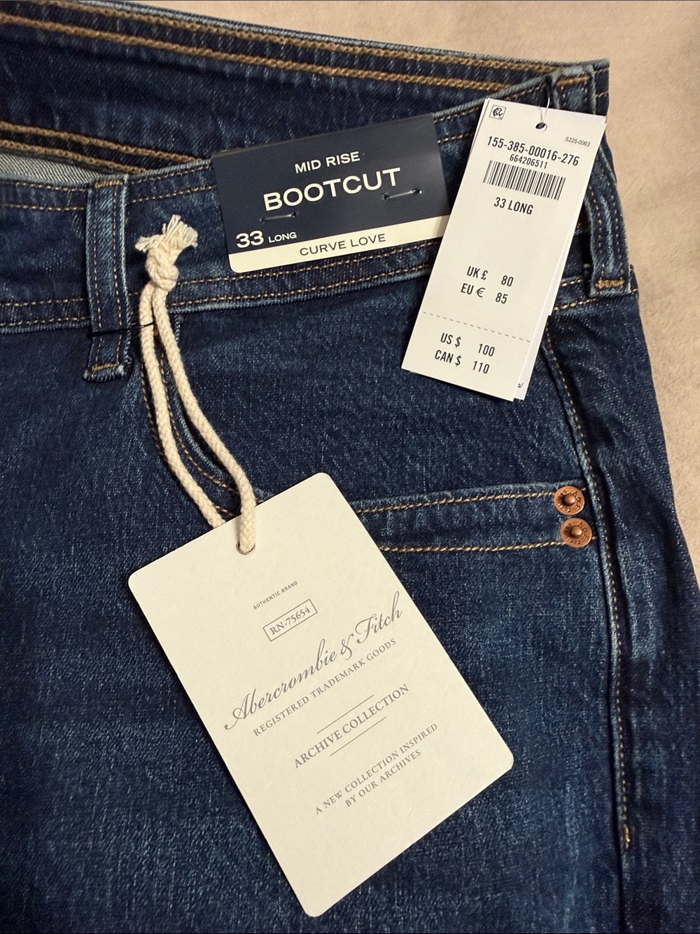 Abercrombie & Fitch Dark Blue Mid Rise Bootcut Jeans